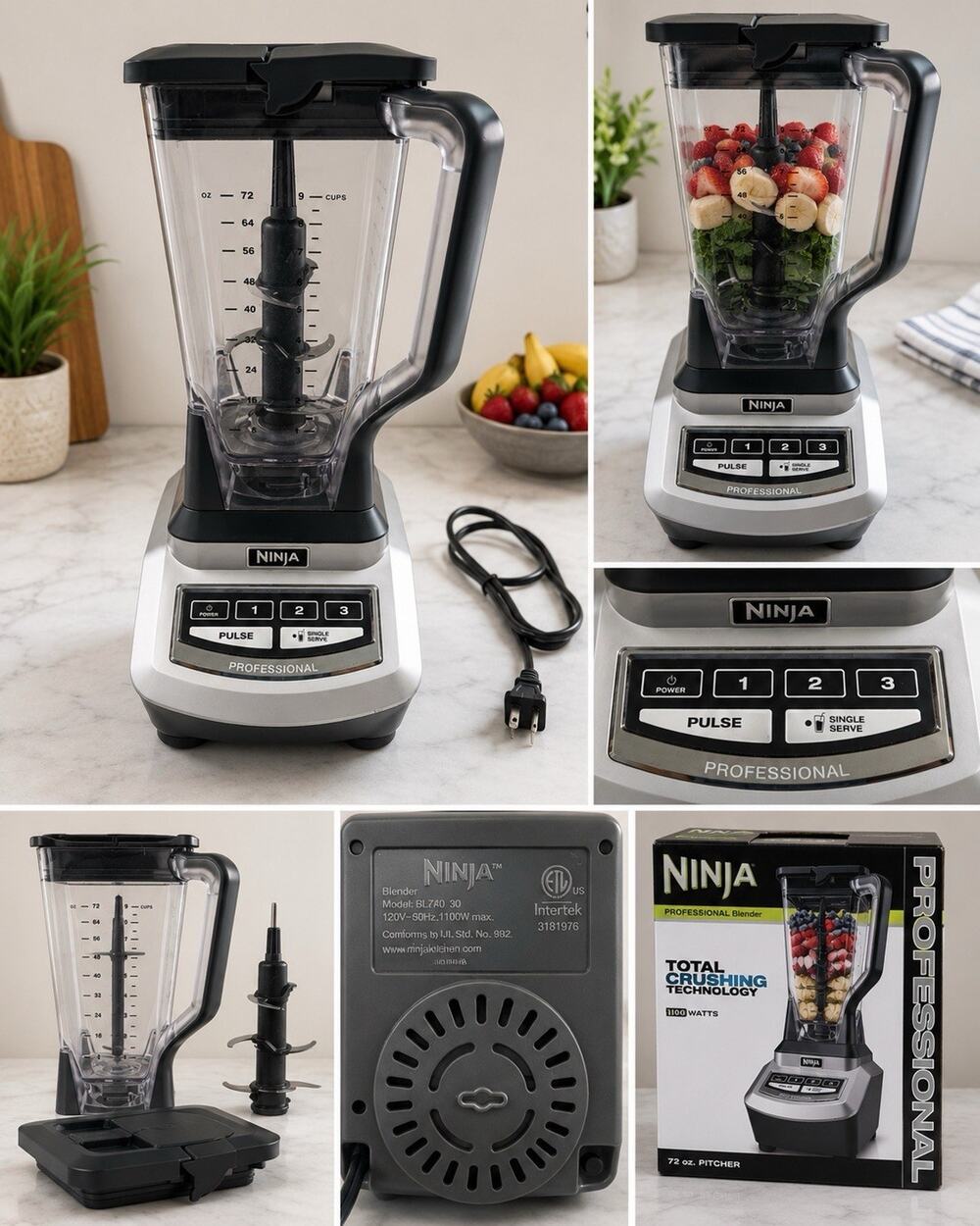 Ninja BL740 Professional Blender 1100W 72 Oz Pitcher Tested Working